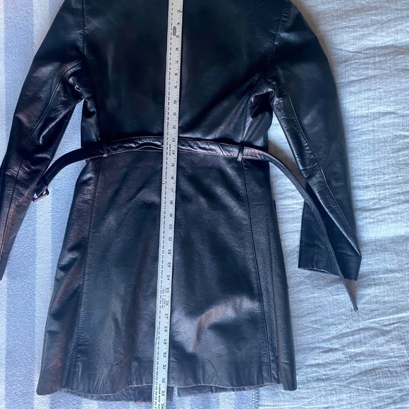 Vintage Y2K Armani Exchange black leather belted coat. Size XS - Picture 14 of 14